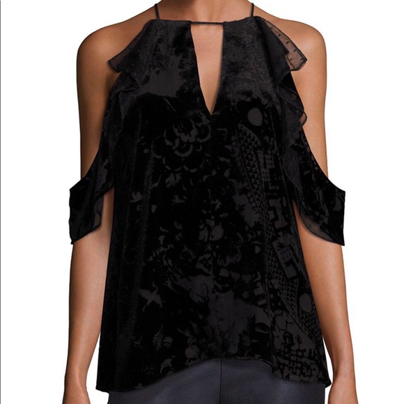 black velvet cold shoulder top